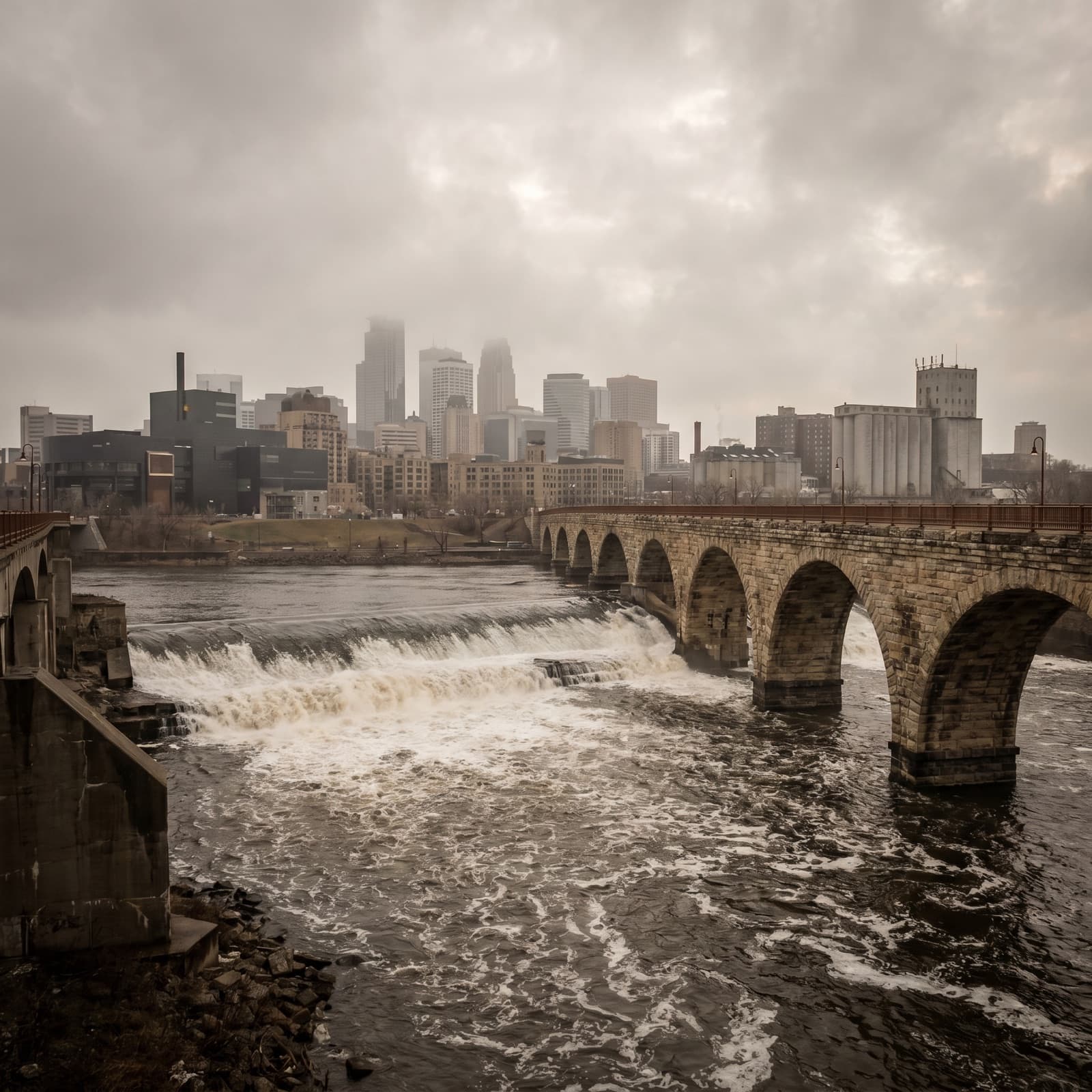 Minneapolis, MN — the Stone Arch Bridge over St. Anthony Falls