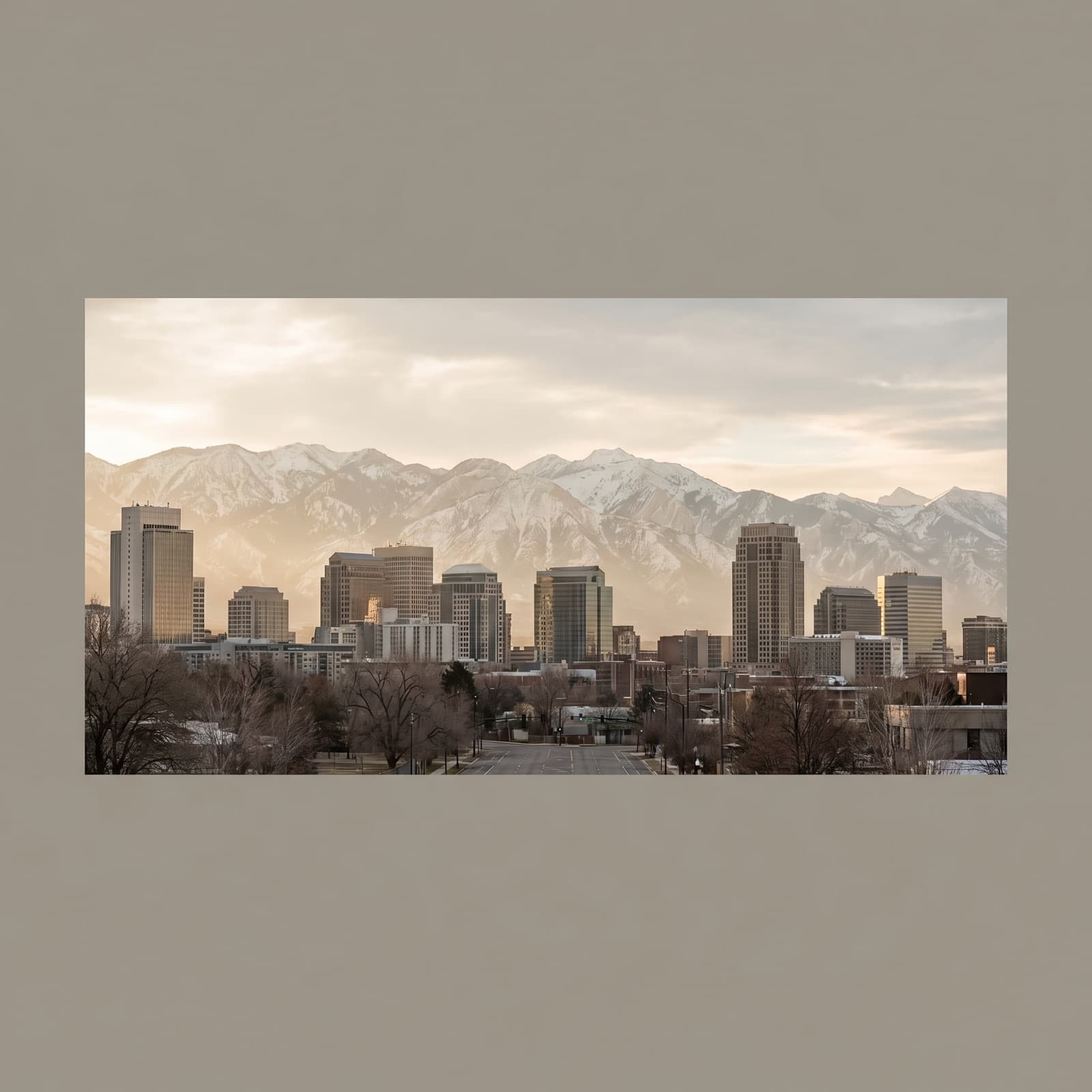 Salt Lake City, UT — downtown Salt Lake City against the snow-draped Wasatch Range